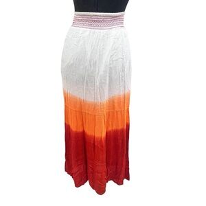NOS NWT Joe Boxer Cream Orange Ombré Cotton Gauze Maxi Skirt XL NEW VINTAGE